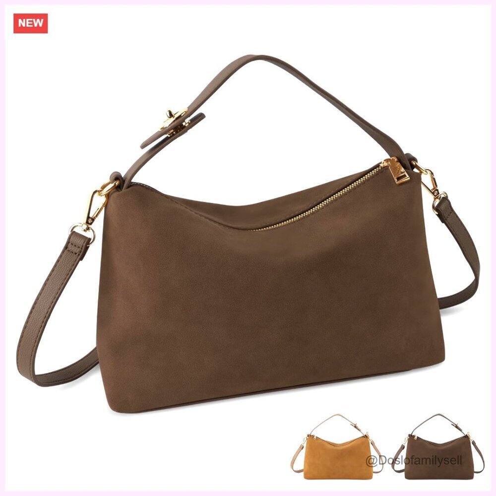 Leather Suede Tote Bag Retro Crossbody Hobo Shoulder Bag Minimal Chic